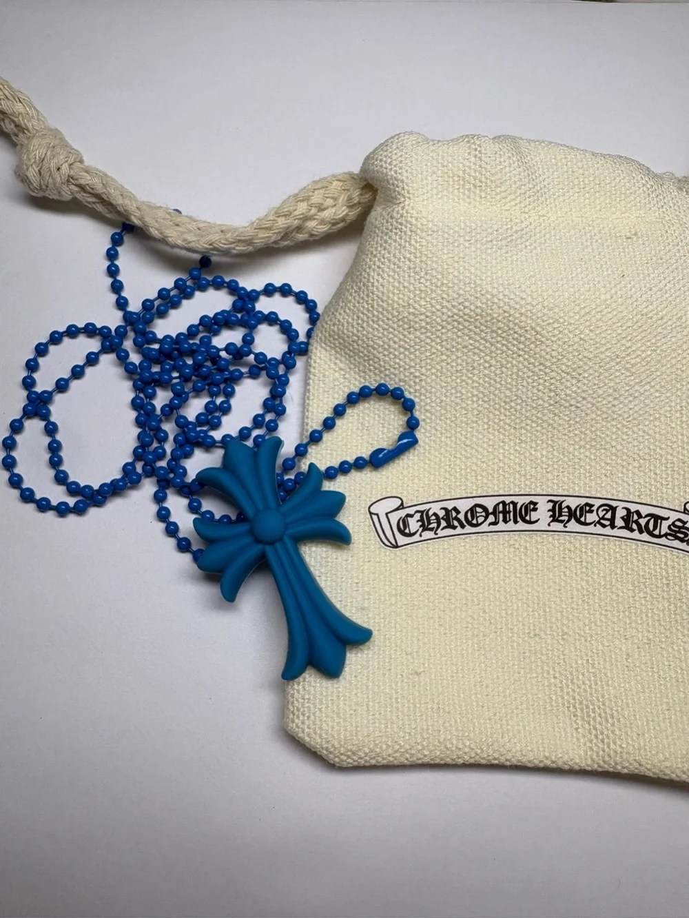 Blue Silicone Cross Pendant Necklace CH style Y2K style